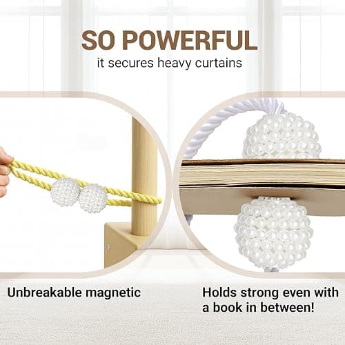 Hion Magnetic Curtain Tiebacks Golden 2pcs, Curtain Tiebacks Buckles Holdbacks Holders Hooks Clip for Home Bedroom Office Decorative Curtain thumbnail 6