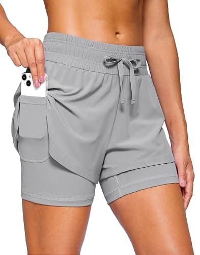 Soothfeel Women's 2 in 1 Running Shorts 5" Athletic Shorts High Waisted Workout Gym Tennis Exercise Shorts with Liner Pocket - Image 1
