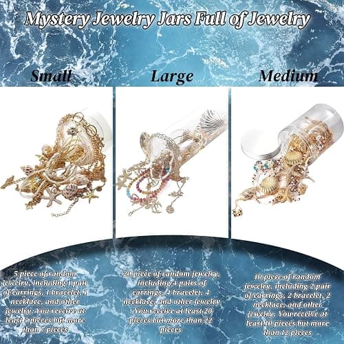 RRCJXLQDSF Ocean Mystery Jewelry Jar, Boho Style Surprise Box Mystery Jars Full of Jewelry (Necklace, Bracelets, Earrings, Rings) Romance From The Ocean Accessories for Women (10 Random Pieces) thumbnail 4