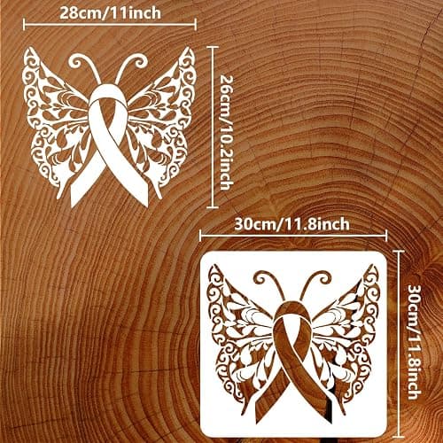 FINGERINSPIRE Red Ribbon Butterfly Painting Stencil 11.8x11.8inch Beautiful Butterfly with Ribbon Body Template Breast Cancer Prevention Theme Stencil Painting On Fabric Clothing Wood Canvas Decor thumbnail 3