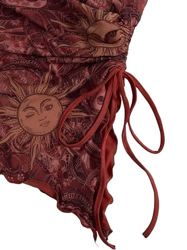 Milumia Women's Boho Printed Strapless Crop Top Y2k Asymmetrical Bandana Tube Tops Concert thumbnail 4