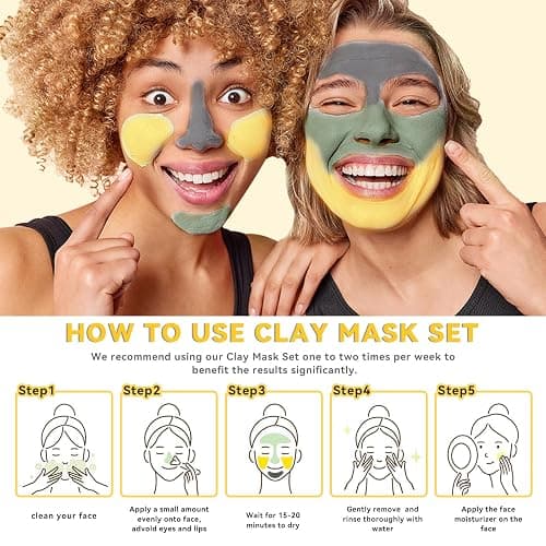 ANAI RUI 3Pcs Face Mask Set, Turmeric Clay Mask - Green Tea Face Mask - Dead Sea Minerals Mud Mask, Holiday Gift Set, Stocking Stuffers for Women &Teen Girls, Self Care Gifts for Women 2.5 oz each thumbnail 7