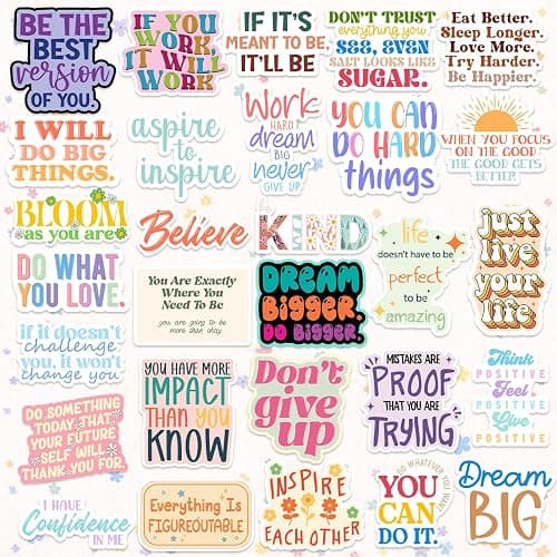 You've Got This by Puraesla - 300Pcs Holographic Motivational Stickers Positive for Vision Board, Affirmation Sticker Pack for Water Bottles, Journalds, Notebooks,Daily Positivity Quote for self Care thumbnail 3