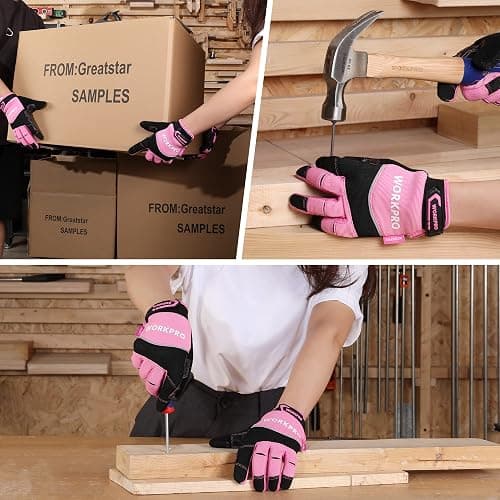 WORKPRO Safety Work Gloves, Mechanic Working Gloves for Men Women, Touch Screen, Terry Fabric, Non-Slip thumbnail 7