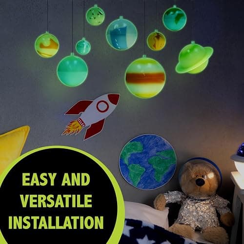Great Explorations, 3-D Solar System Glow In The Dark Ceiling Hanging Kit 3D Planets and Star Stickers Create the Milky Way Teach Science STEM thumbnail 6