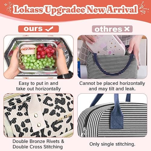 Lunch Bag Women Insulated Lunch Box Wide-Open Lunch Tote Bag Large Drinks Holder Durable Nylon Thermal Snacks Organizer for Men Adults Work Picnic Hiking Beach Fishing, Black Panther Corduroy - Cow Corduroy thumbnail 4