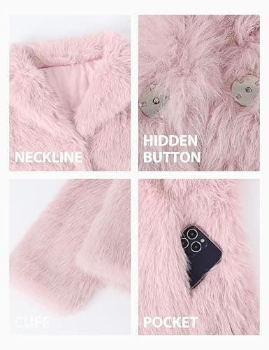 Wyeysyt Womens Faux Fur Coat Fluffy Lapel Furry Jacket Long Sleeve Shaggy Long Coat Winter Warm Coats Outerwear thumbnail 5