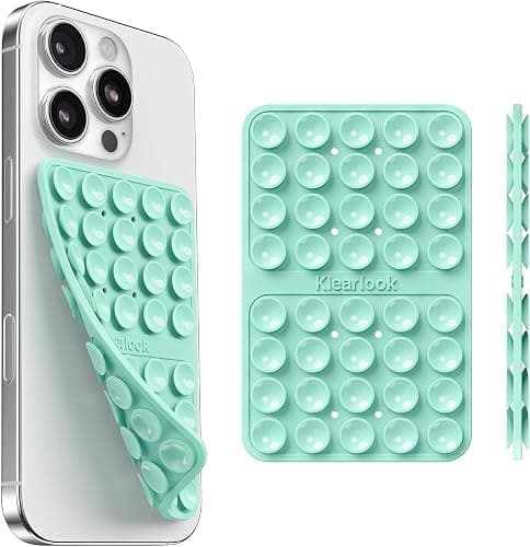 Klearlook Silicone Suction Cup Phone Case Mount Double Sided, Sticky Phone Grip for 6.1-7.2 inch Phones, Phone Accessories Hands-Free Strong Grip Holder for Selfies and Videos, Light Green - Image 1