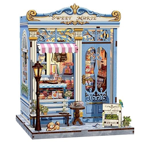 CUTEBEE Book Nook Kit - DIY Miniature House Bakery Patisserie Dollhouse Kit for Adults, Booknook Tiny House Bookshelf Decor 3D Wooden Puzzle, Gifts for Family, Friends (Sweet Marie) - Image 1