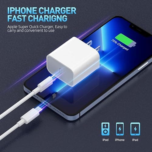 Fast Charger iPhone,iPhone Charger Fast Charging[Apple MFi Certified]3Pack Apple Charger USB C Wall Charging Block 10FT Long USB C to Lightning Cable Cord for iPhone14 Pro Max/13/12 Mini/11/XR/XS/X/SE thumbnail 6