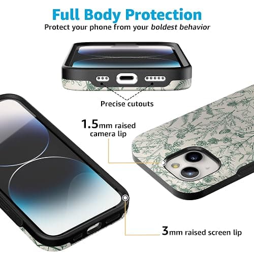 Casely iPhone 14 Case | Sage Garden | Green Floral | Compatible with MagSafe | Bold Protective Design thumbnail 2