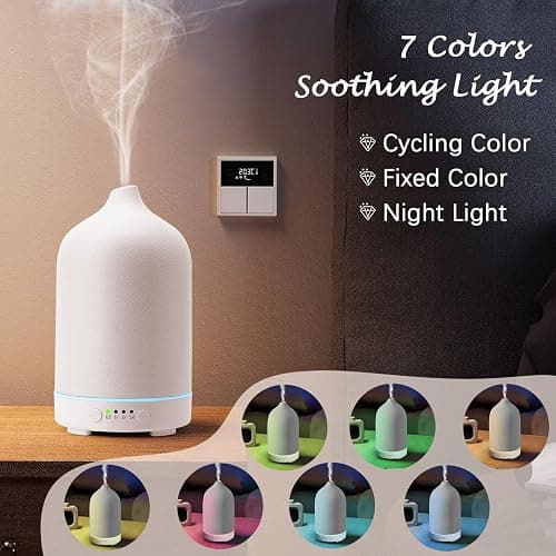 Diffuserlove Ceramic Diffuser 250ML Essential Oil Diffusers Aromatherapy Essential Oil Diffuser for Room Air Diffuser for Home Bedroom Stone Diffuser (White Big Size 250ml) thumbnail 5