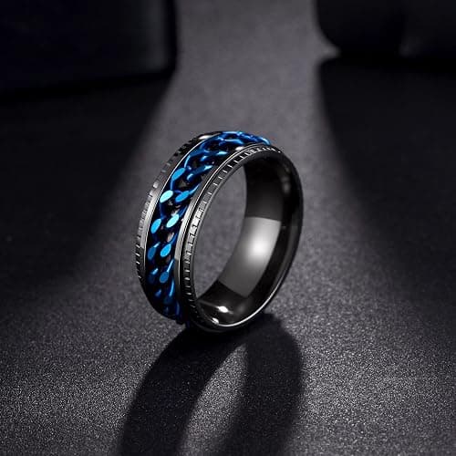 Udolfly Mens Fidget Rings Anxiety Rings for Men Womens Chain Spinner Rings for Adults Titanium Steel Rings thumbnail 5