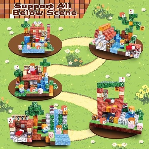 Magnetic Blocks-150PCS Grassland Magnetic Building Blocks Set, Kids Classroom Sensory Toy for Toddlers STEM Learning, Construction Stacking Toy for Kids 3+ Boys and Girls Christmas Birthday Gifts thumbnail 4