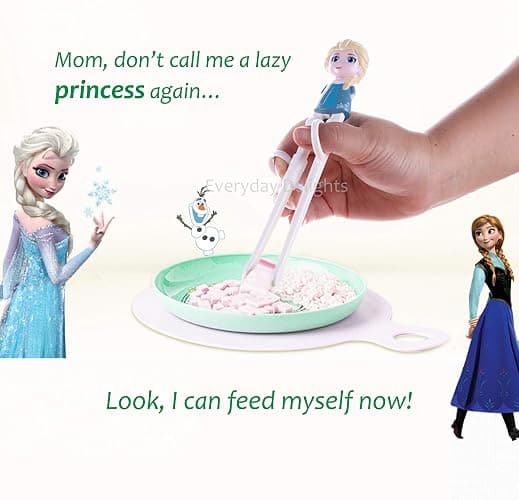 Frozen Queen Elsa Kids Children Spoon Training Chopsticks Flatware Utensil Cutlery Dinnerware Tableware Set with Case, 3 pieces thumbnail 5