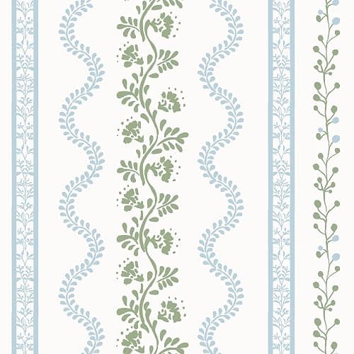 Light Blue Green Floral Vintage Curtains, Cute Whimsical Shabby Chic Curtain for Living Room Bedroom, Block Print Pattern Linen Sheer French Country Cottage Core Curtains thumbnail 8