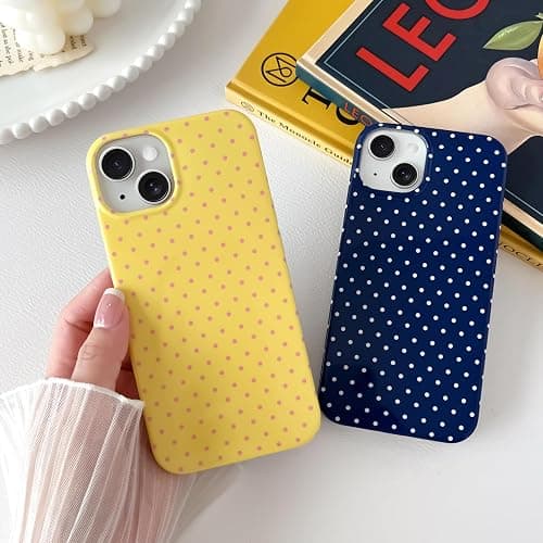 Yeddabox for iPhone 15 Case Cute Polka Dot Phone Case Soft TPU Slim Shockproof Phone Cover for Women Girls, Red thumbnail 7