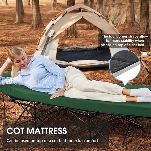 CYMULA Memory Foam Camping Mattress Pad,3inch Sleeping Pad for Camping,Non-Slip Bottom Floor Cot Car Mattress Bed with Retaining Portable Roll up Mattress Pad Mat for Travel Truck Guest Bed Tent thumbnail 4