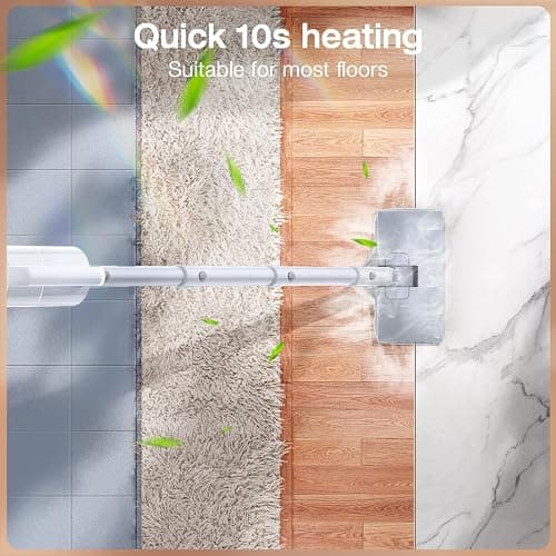 ScrubWiz Steam Mop with Detachable Handheld Steam Cleaner, 10-in-1 Multi Accessories, Quick 10s Heat, 350ml and 2-Level Steamer for Cleaning Floor, Carpet, BBQ Grill, Tile, and Grout, Light White thumbnail 2