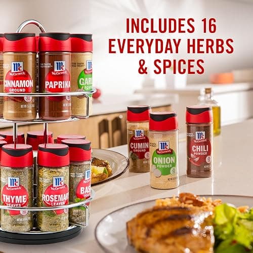 McCormick Spice Rack, Two Tier Chrome, Featuring 16 Herbs & Spices for Everyday Cooking, Great Gift for Housewarming, Wedding & Bridal Shower, 26.09 oz thumbnail 2