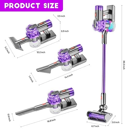 BLAXTEM 4-in-1 Kids Toy Vacuum that Works, Toddler Pretend Play Cleaning Set with Real Suction, Toys Working Cleaner Birthday Idea for Girl Boy (Purple) thumbnail 2