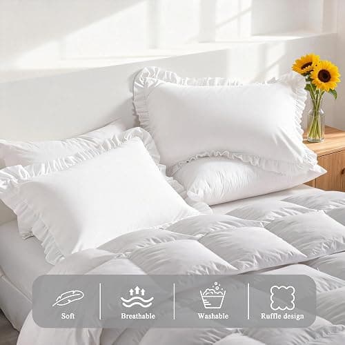 Aerlomi Ruffled Pillowcases, Standard Pillow Shams 20x26 Set of 2, Brushed Microfiber with Envelope Closure, Soft Wrinkle-Resistant, White thumbnail 4