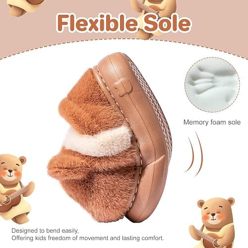 Drecage Toddler Kids Slippers Girls Boys House Shoes Winter Slippers Plush Warm Soft with Cute Cartoon Design Indoor Shoes thumbnail 4