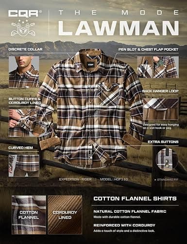 CQR Men's 100% All Cotton Button Down Flannel Shirts, Long Sleeve Brushed Warm Soft Casual Outdoor Plaid Shirt thumbnail 8