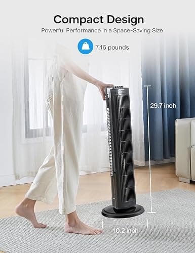 PELONIS 30 Inch Tower Fan for Bedroom, Quiet Oscillating Standing Fan with 3 Speeds, Portable Cooling Fan for Home Office Dorm Room, Auto-off Timer, Black, PFT28A2BBB thumbnail 10