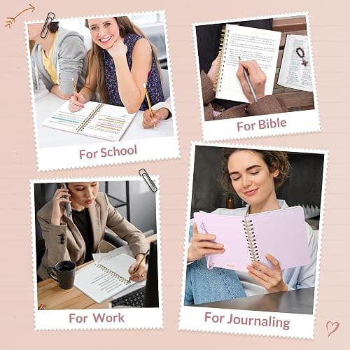 SUNEE Journaling Notebooks, A5 Lined Spiral Notebook for Women, 146 Pages College Ruled Hardcover Notebook for Work, Note Taking, Journaling and Office School Supplies, A5 - Pink thumbnail 7