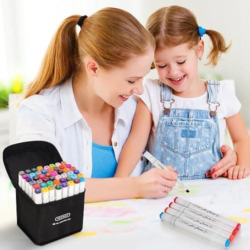 YASNAY Alcohol Markers, 48 Colors Dual Tip Art Marker, Drawing Markers, Coloring Marker for Kids Sketching Adult Coloring thumbnail 2