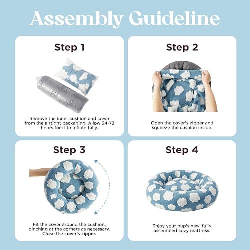 LE SURE Shown on TV Jacquard Donut Dog Beds Extra Large,Blue 42x42x9in | XL Orthopedic Calming Pet Bed Sofa, Original Design Pattern,Washable Cover, Home Decor as Gift for Pet,Anti Slip Bottom thumbnail 6
