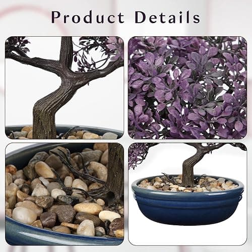 Artificial Bonsai Tree Juniper Faux Plants Indoor Fake Plants Decor with Blue Ceramic Pots for Home Table Office Desk Bathroom Shelf Bedroom Living Room Farmhouse Decorations thumbnail 6