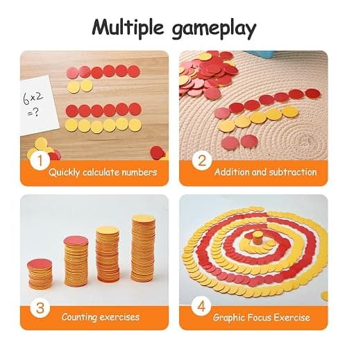 stochastic box Counters for Kids Math 800 pcs Plastic Two-Color Red and Yellow Counter,Double Sided Counters Educational Toys to Help Kids Learn thumbnail 3
