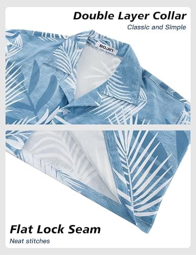 BOJIN Men's Hawaiian Shirts Short Sleeve Button Down Casual Shirts Summer Printed Tropical Floral Aloha Beach Shirts thumbnail 4