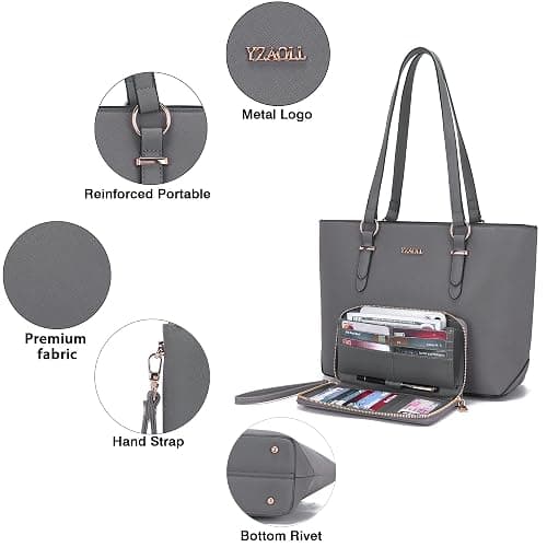 YZAOLL Purses for Women Faux Leather Medium Large Tote Satchel Shoulder Purse Handbag Wallet set thumbnail 5