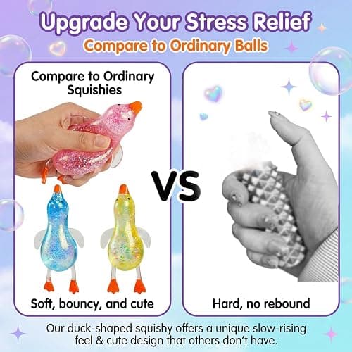 Cute Duck Squishy Sugar Stress Ball,Soft Duck Stress Relief Sugar Ball Toys and Moldable Slow Rise Relaxing Sensory Fidget Stress for Anxiety Relief(Pink) thumbnail 6