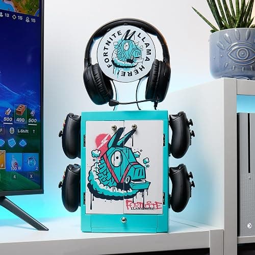 Numskull Official Fortnite Gaming Accessory Locker & Storage Stand – Holds 10 Games/DVDs, 4 Controllers, Headset, and Accessories – Durable & Compact Organizer – Official Fortnite Merchandise - Fortnite thumbnail 5