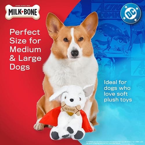 DC Comics Superman Krypto The Superdog Plush Dog Toy – Soft Squeaky Dog Toy with Crinkle Sounds, Cape & Milk-Bone Treat Design, 7.5 Inch thumbnail 3