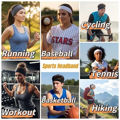 Headbands for Women Non Slip Sports Headband Fashion Hair Accessories | 16 Pack Elastic Hair Bands for Women Wide, Soft Cloth Head Bands Bulk for Workout Yoga Gym, Trendy Hair Accessories thumbnail 4