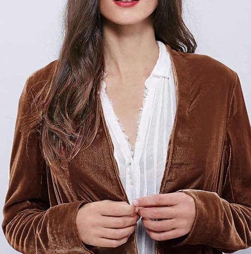 R.Vivimos Womens Ruffled Asymmetric Long Velvet Blazers Coat Casual Jackets thumbnail 3