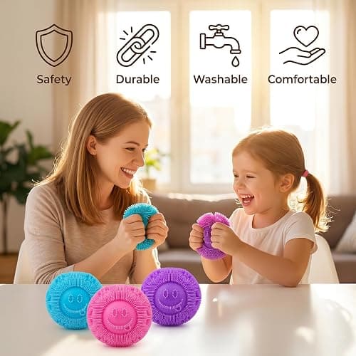 3 Pack Fuzz Ball Squishy Toys, 2.6 Inch Durable Slow Rising Stress Balls | for Anxiety Relief, Sensory Squeeze Fidget Toys for Adults Gifts, Party Favors, Xmas Stocking Stuffers thumbnail 7