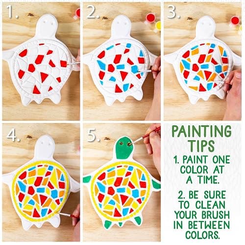 Creative Roots Mosaic Turtle DIY Stepping Stone Kit, Includes Ceramic Stone & 6 Vibrant Paints for Kids Ages 8+ thumbnail 5