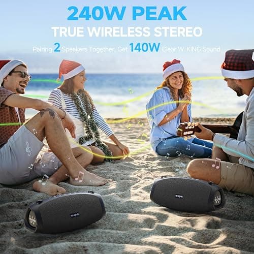 W-KING Bluetooth Speaker Loud, 120W Max Portable Speakers Bluetooth Wireless, IPX6 Waterproof Party Large Speaker Outdoor Boombox Subwoofer*2, 70W Triple Passive Radiator-42H Deep Bass, TF, AUX, EQ thumbnail 7