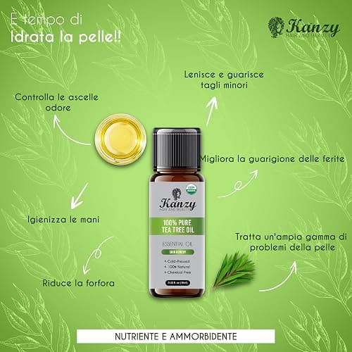 Kanzy Tea Tree Oil Puro 100%, Olio di Albero Del Tè 10ml per Viso, Corpo, Unghie, Capelli e Aromaterapia Diffusore, Tee Tree Olio Essenziale Puro thumbnail 4