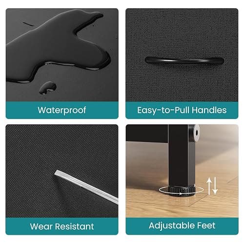 OLIXIS Dresser for Bedroom with 5 Drawers, Wide Chest of Drawers, Fabric Bedroom Dresser with Drawer Organizer, Storage Organizer Unit with Fabric Bins for Closet, Living Room, Hallway, Classic Black - Classic Black - 11.9"D x 38"W x 20.9"H (5 Drawers) thumbnail 6