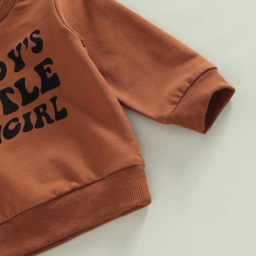 Karuedoo Toddler Baby Girl Western Outfit Letter Print Crewneck Sweatshirt Top Cow Flared Pants Set 2PCS Fall Winter Outfits thumbnail 4