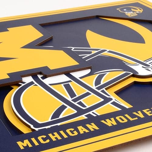 YouTheFan NCAA Michigan Wolverines 3D Logo Series Wall Art - 12x12, Team Colors thumbnail 4