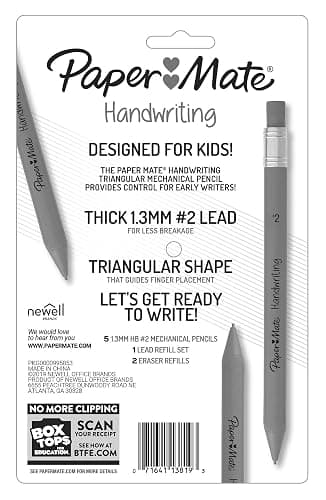 Paper Mate Handwriting Triangular Mechanical Pencil Set with Lead & Eraser Refills, 1.3mm, 8 Count - Back to School, Teacher Supplies, Home, Kids Writing, Fun Barrel Colors thumbnail 7