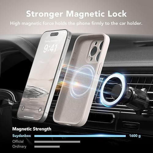 SuydanBox Magnetic for iPhone 14 Pro Max Case, Compatible with MagSafe, [Full Camera Protection][Screen Protector] Silicone Shockproof Protective Phone Case for iPhone 14 Pro Max 6.7", Stone thumbnail 3